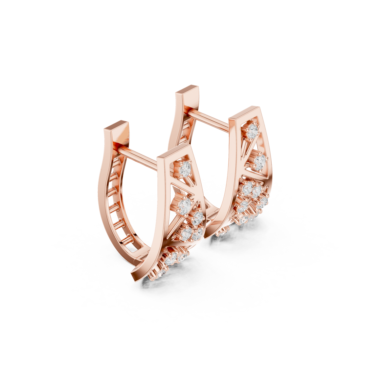 Diamond geometric openwork earrings in gold by Signora Jewels