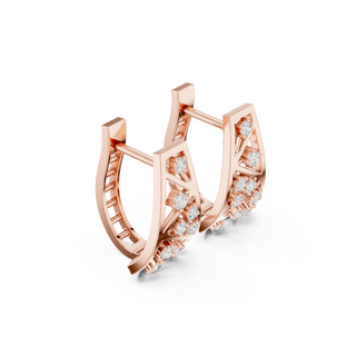 Side profile of the rose gold Urban Spark geometric earrings