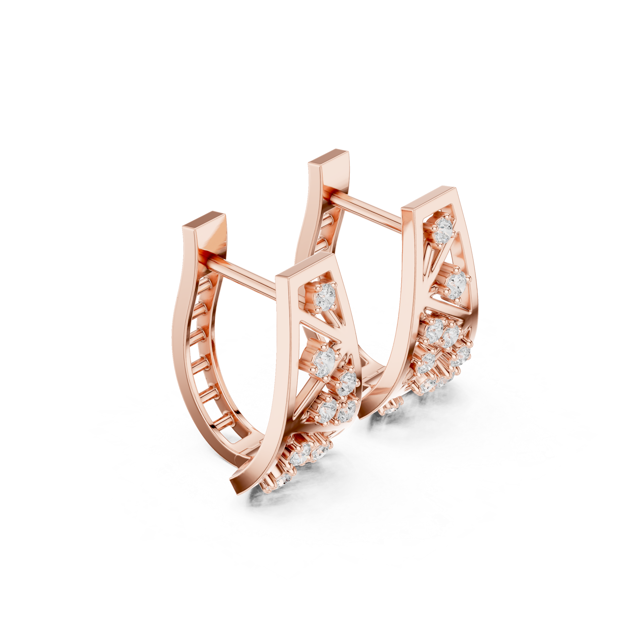 Diamond geometric openwork earrings in gold by Signora Jewels