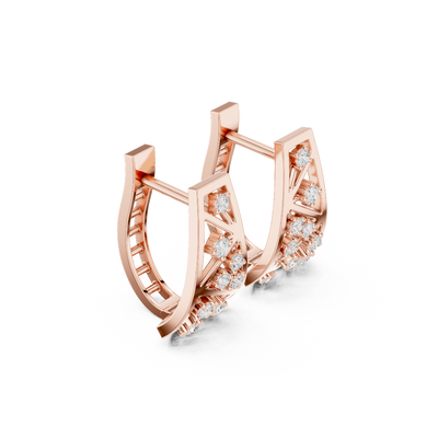 Side profile of the rose gold Urban Spark geometric earrings