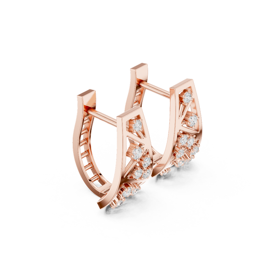 Side profile of the rose gold Urban Spark geometric earrings