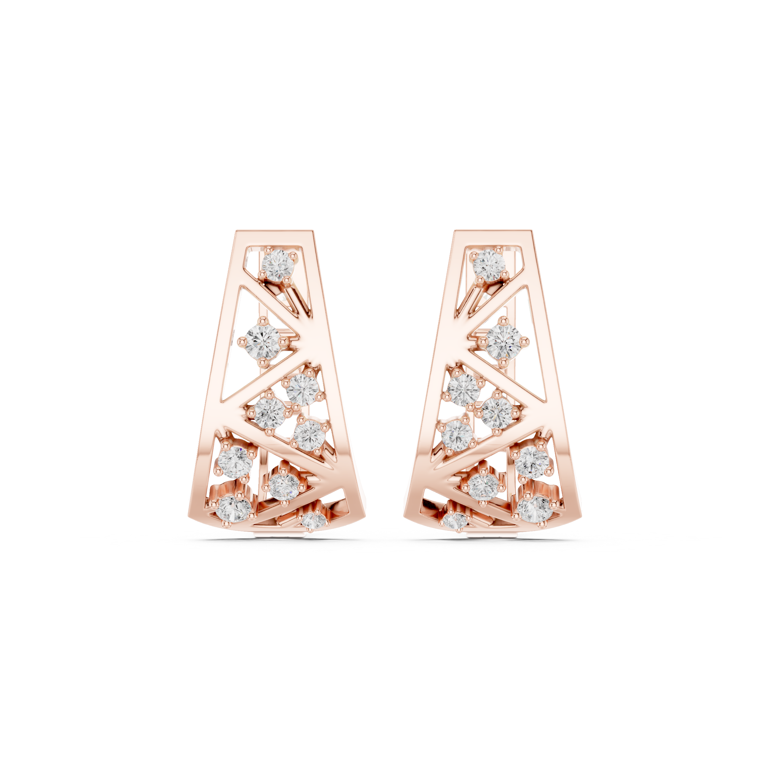Diamond geometric openwork earrings in gold by Signora Jewels