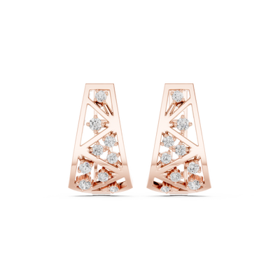 Diamond geometric openwork earrings in gold by Signora Jewels