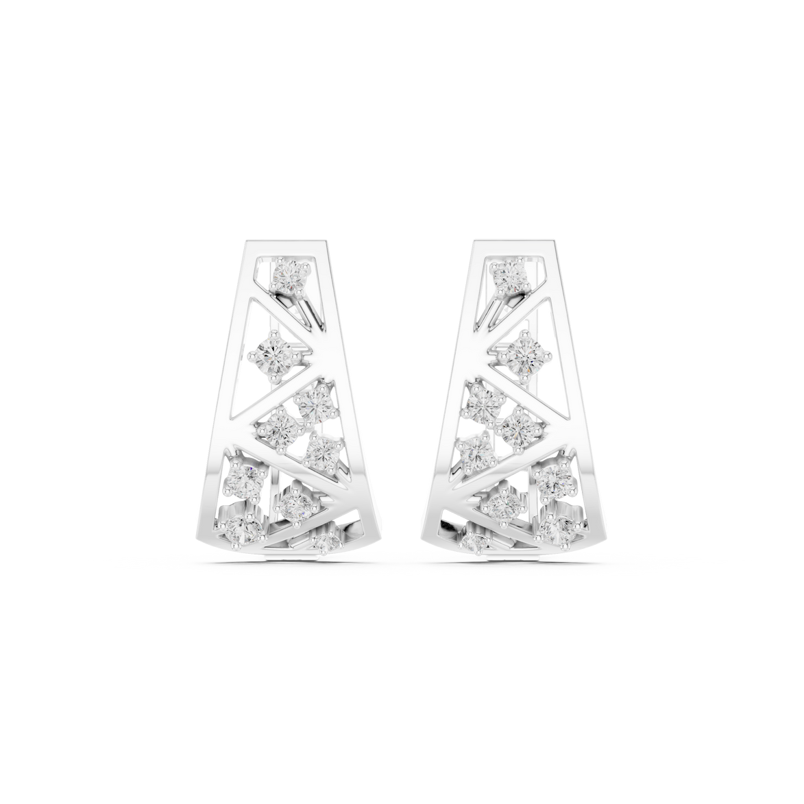 Diamond geometric openwork earrings in gold by Signora Jewels