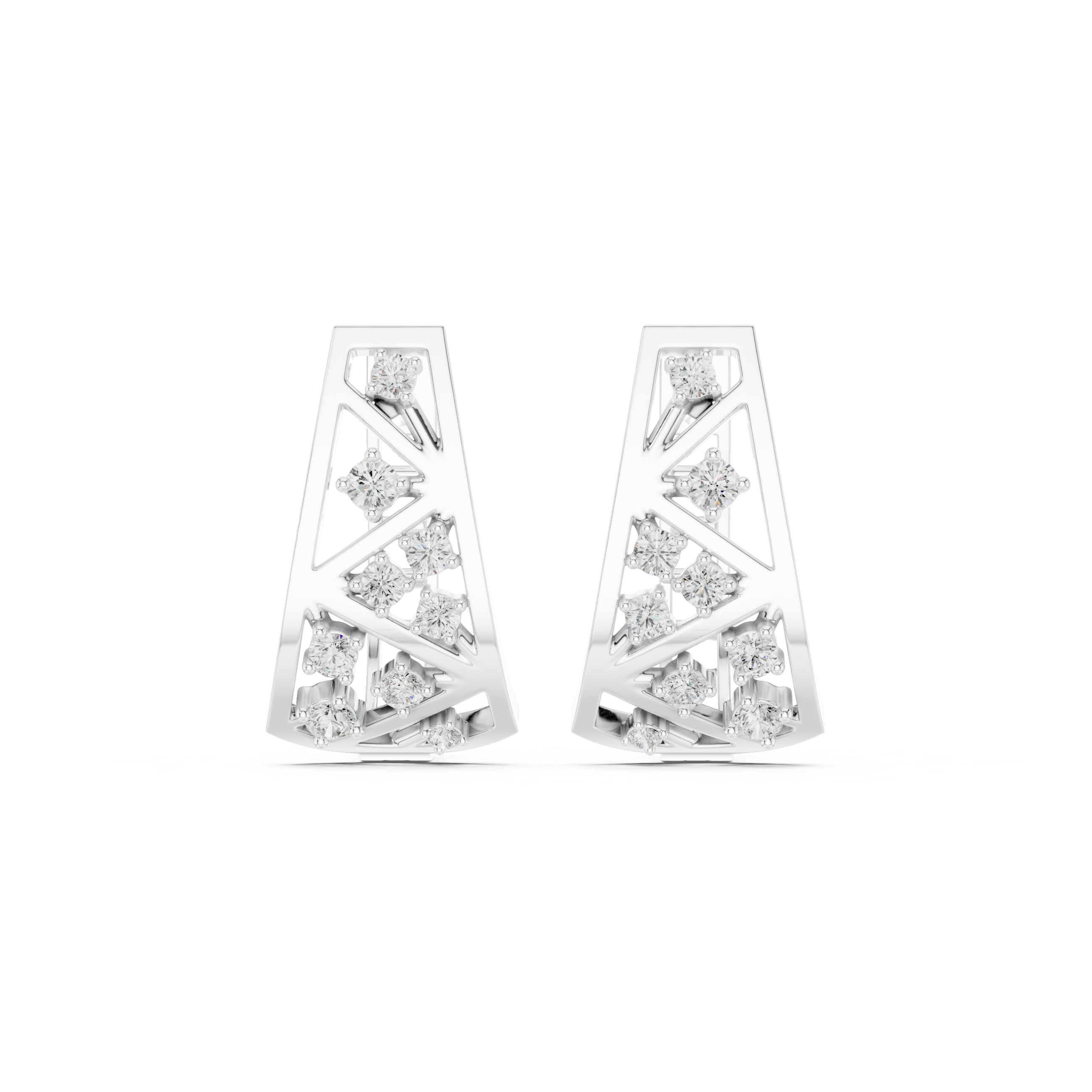 Diamond geometric openwork earrings in gold by Signora Jewels