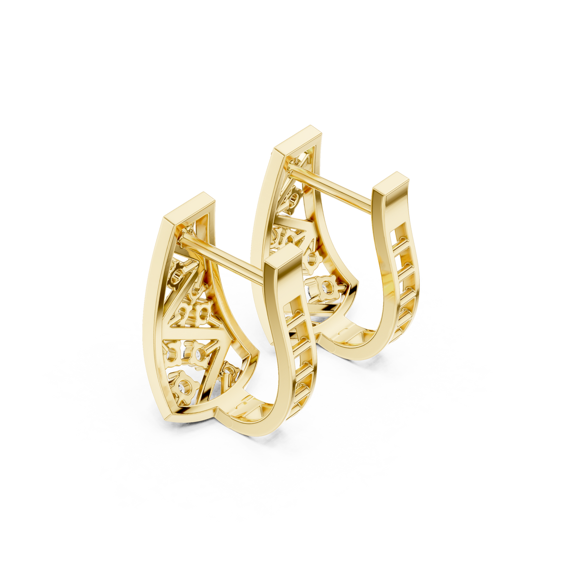 Diamond geometric openwork earrings in gold by Signora Jewels