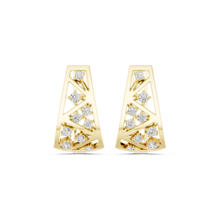 Front face of the yellow gold Urban Spark huggie earrings