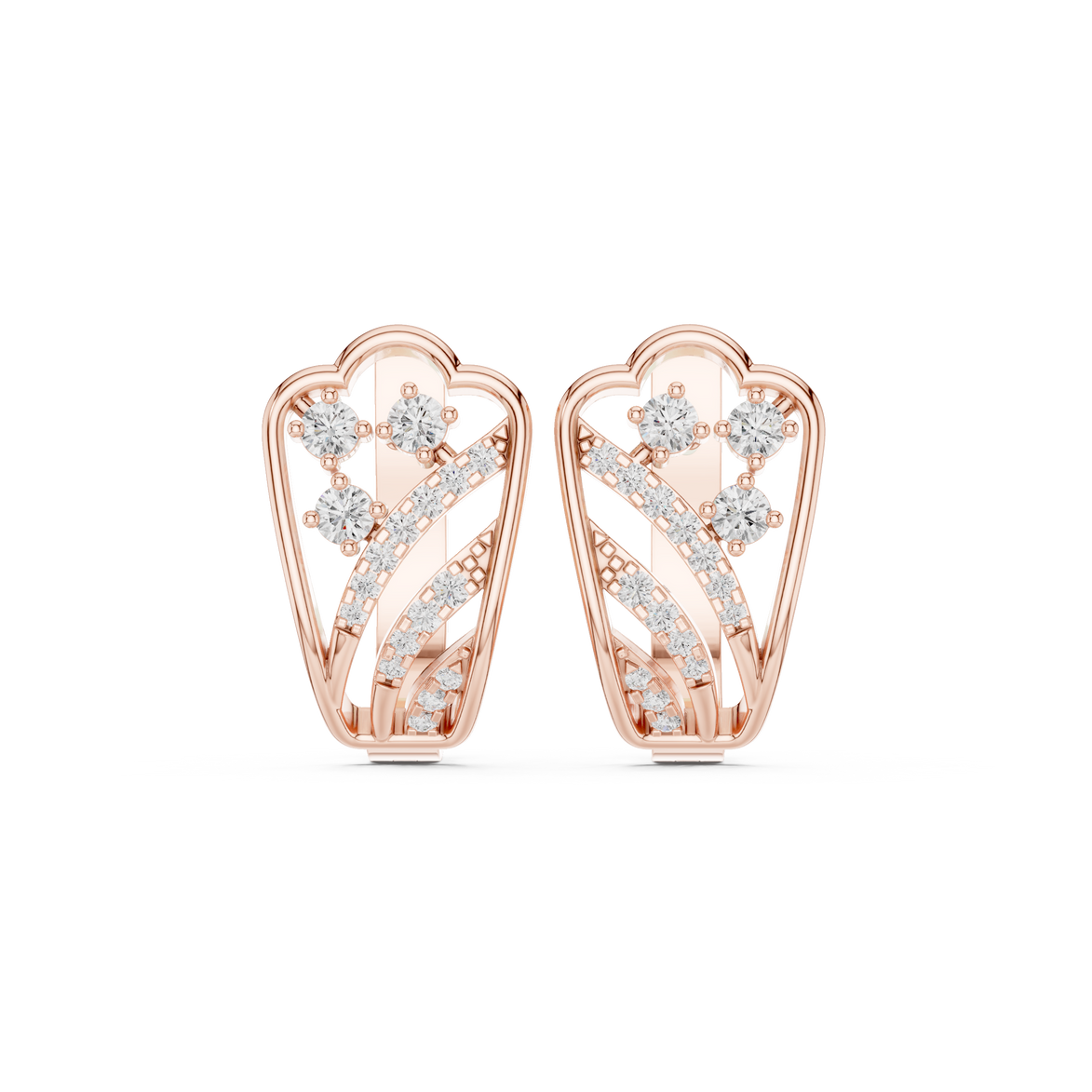 Diamond heart inspired earrings in gold by Signora Jewels