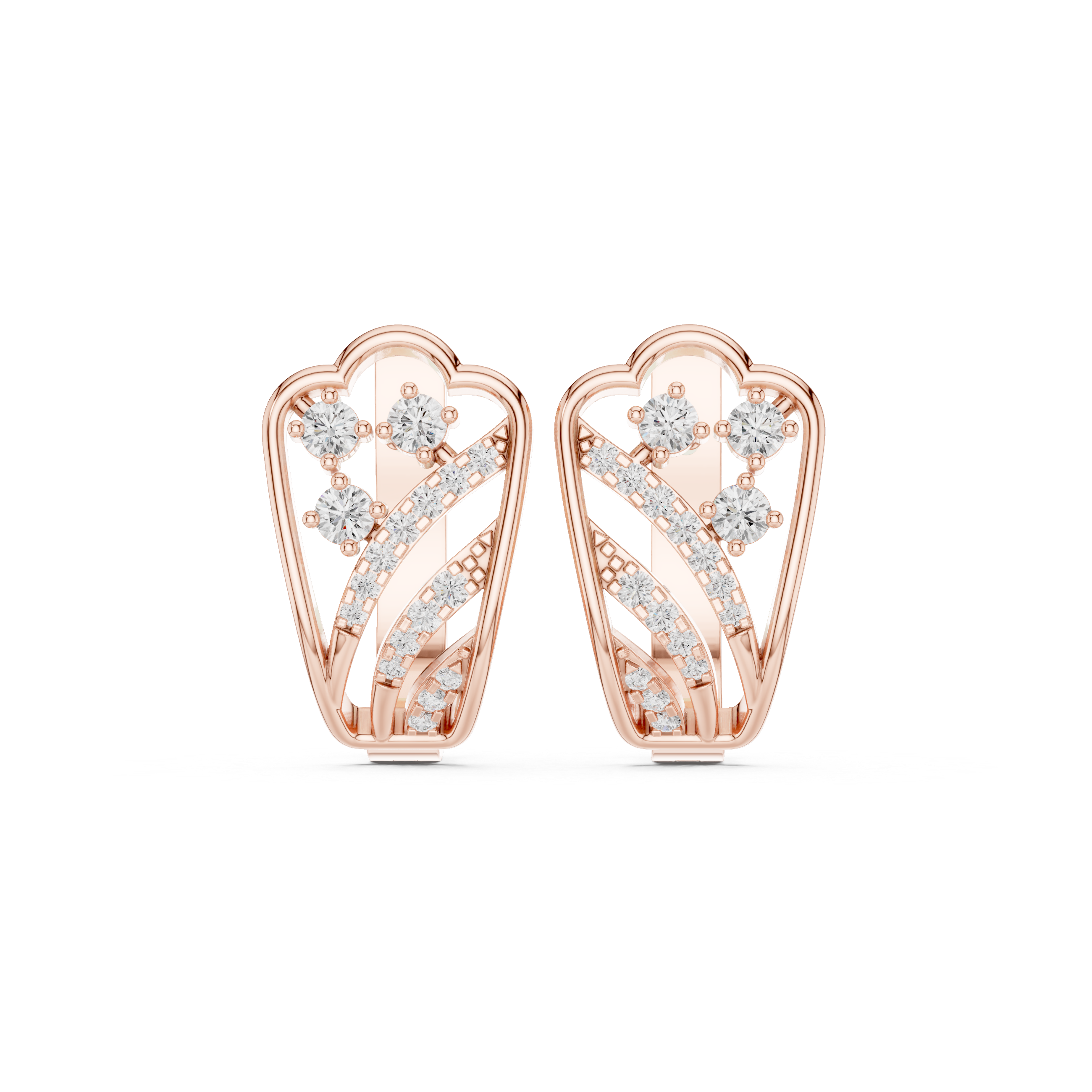 Diamond heart inspired earrings in gold by Signora Jewels
