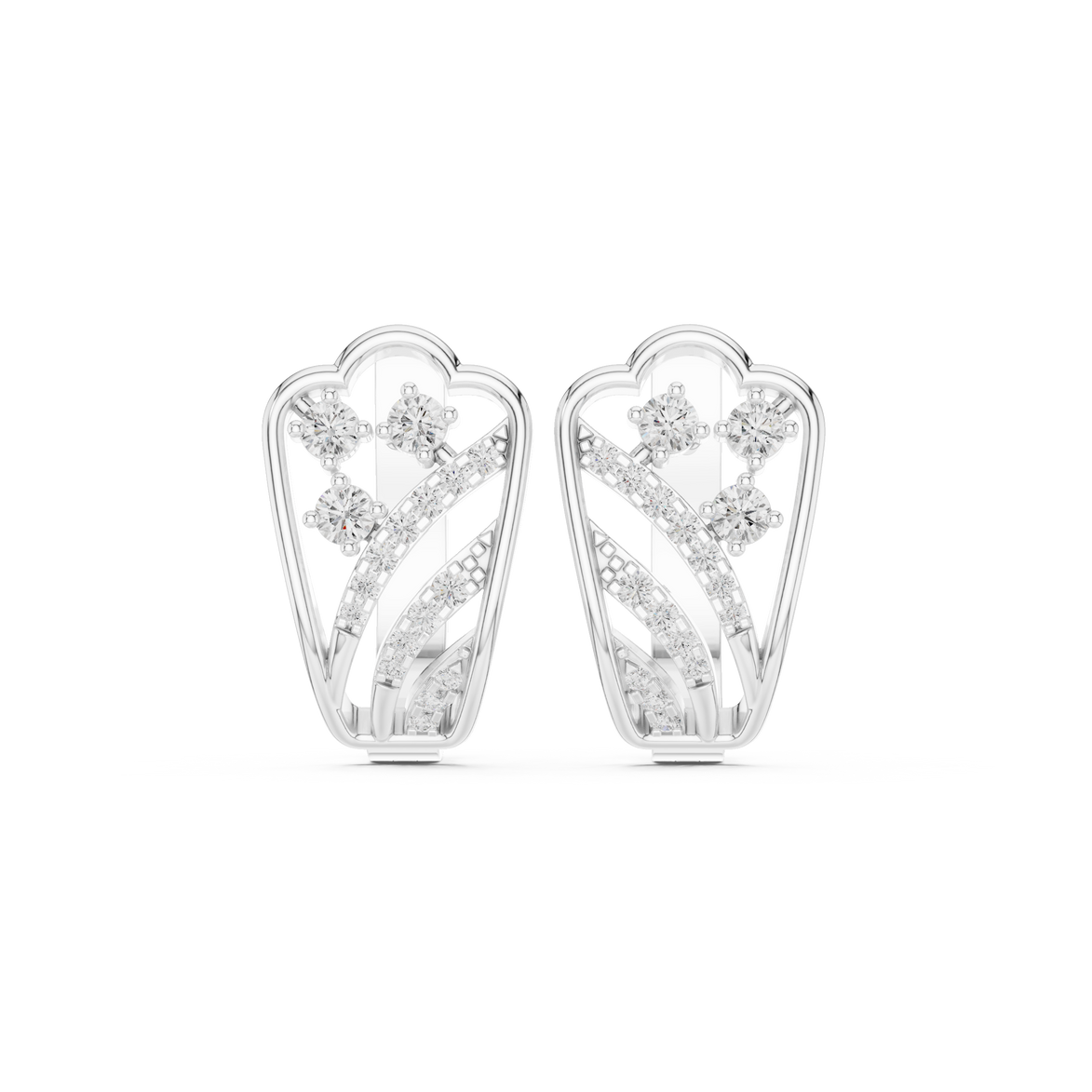 Diamond heart inspired earrings in gold by Signora Jewels