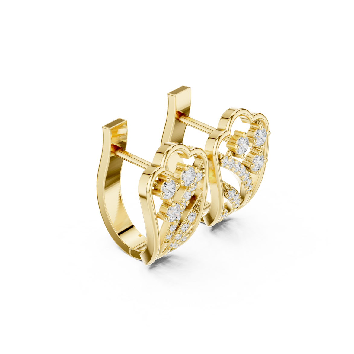 Diamond heart inspired earrings in gold by Signora Jewels