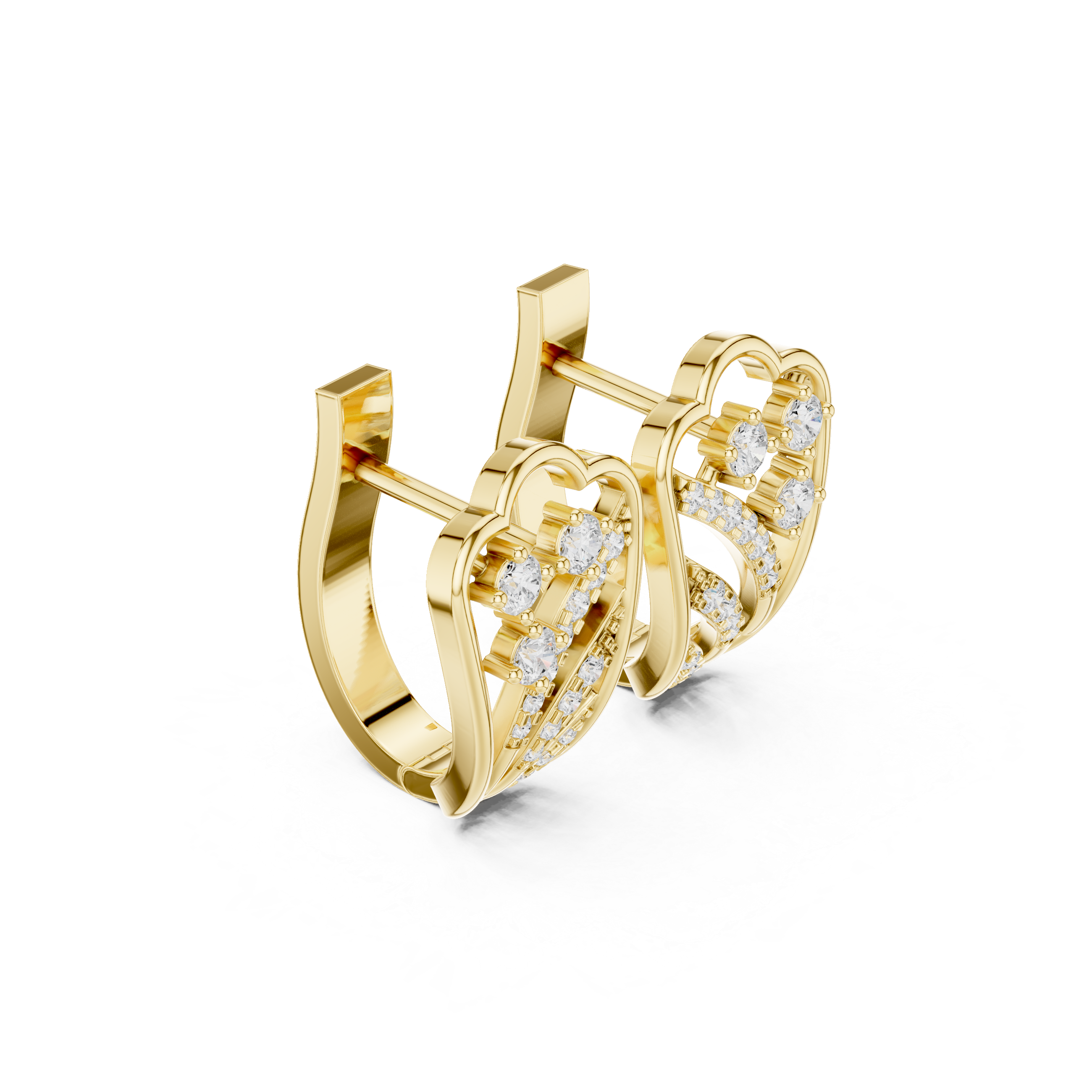 Diamond heart inspired earrings in gold by Signora Jewels