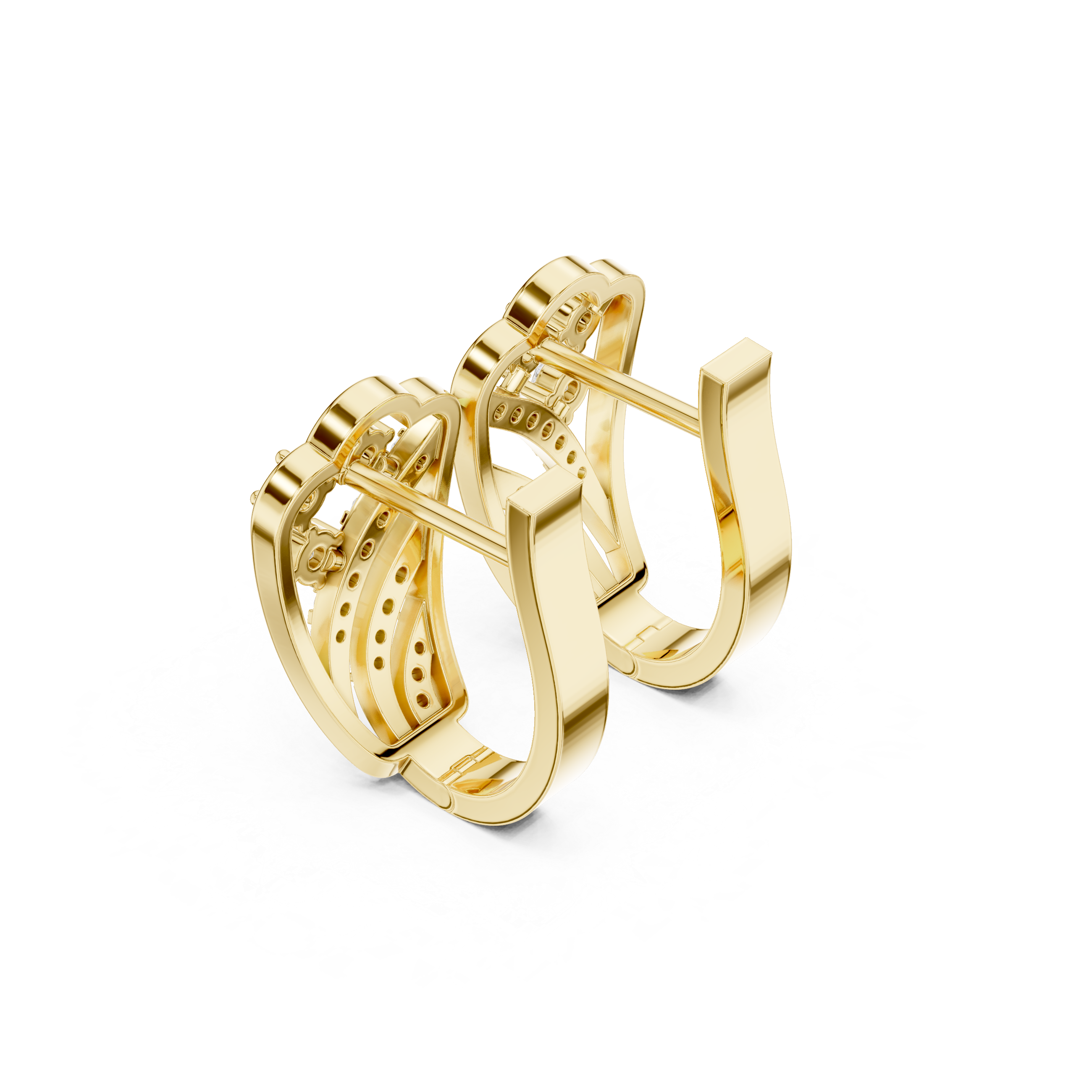 Diamond heart inspired earrings in gold by Signora Jewels