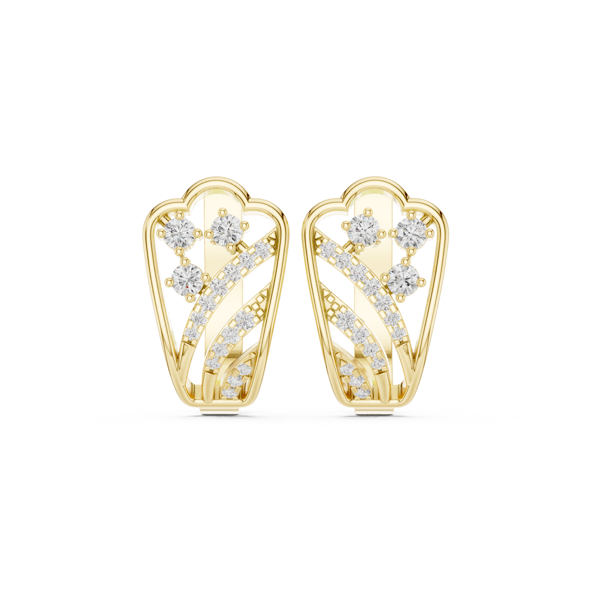Diamond heart inspired earrings in gold by Signora Jewels