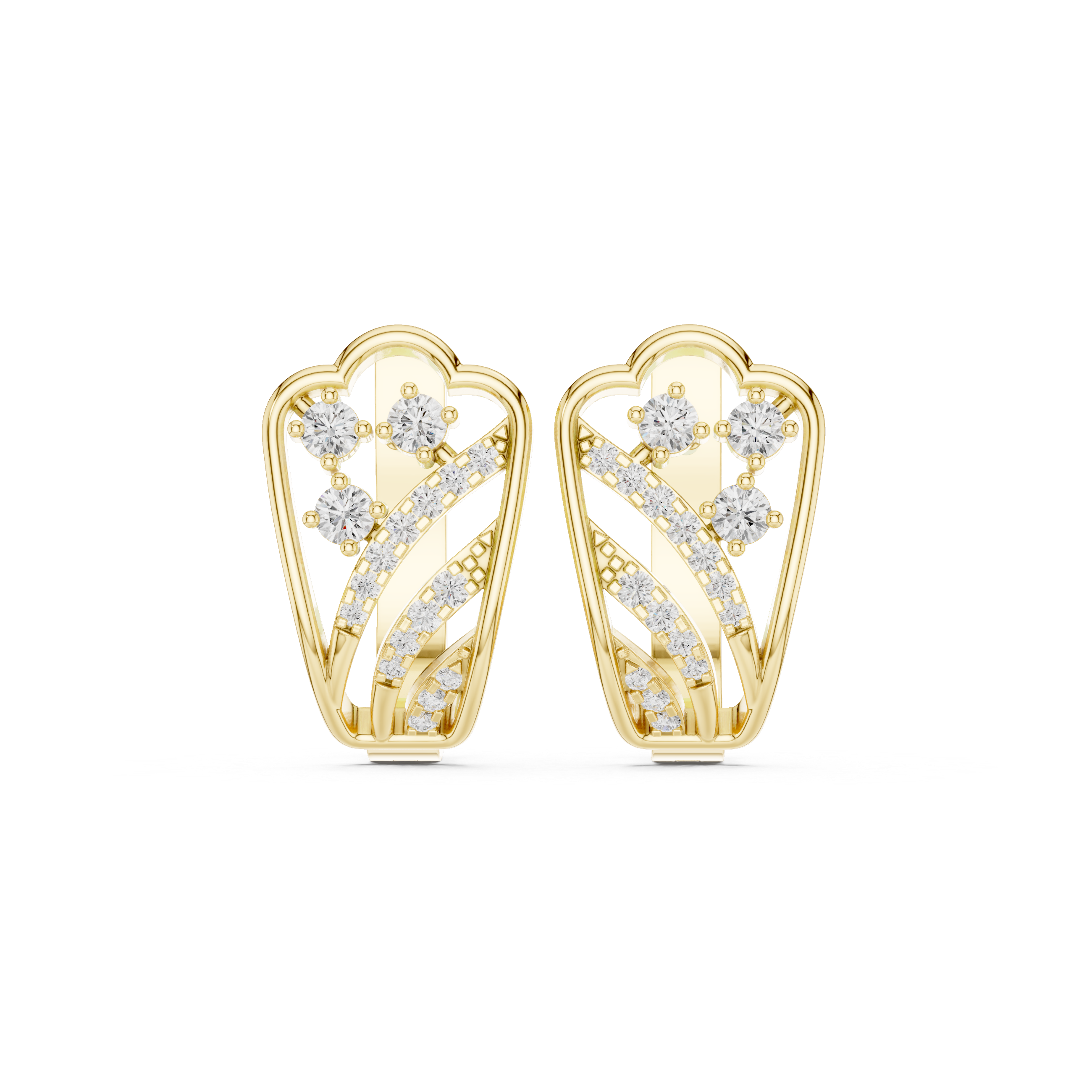 Diamond heart inspired earrings in gold by Signora Jewels