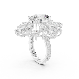 oval pear and marquise diamond ring in white gold
