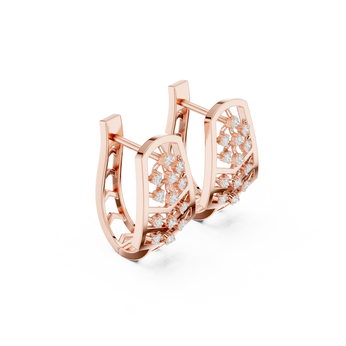 Diamond geometric floral earrings in gold by Signora Jewels