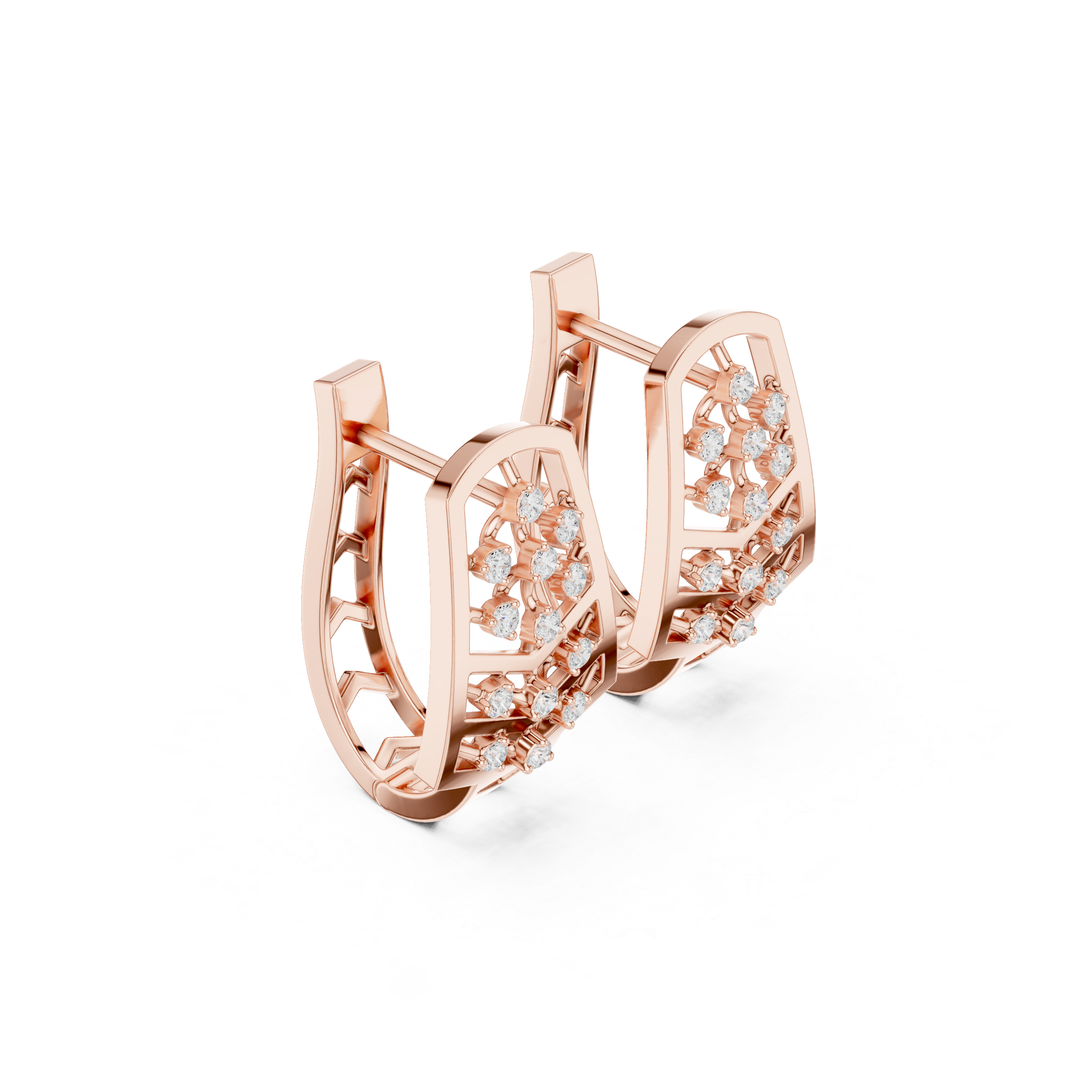 Diamond geometric floral earrings in gold by Signora Jewels