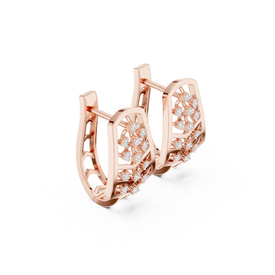 Side profile of the rose gold Chevron Grace geometric hoops