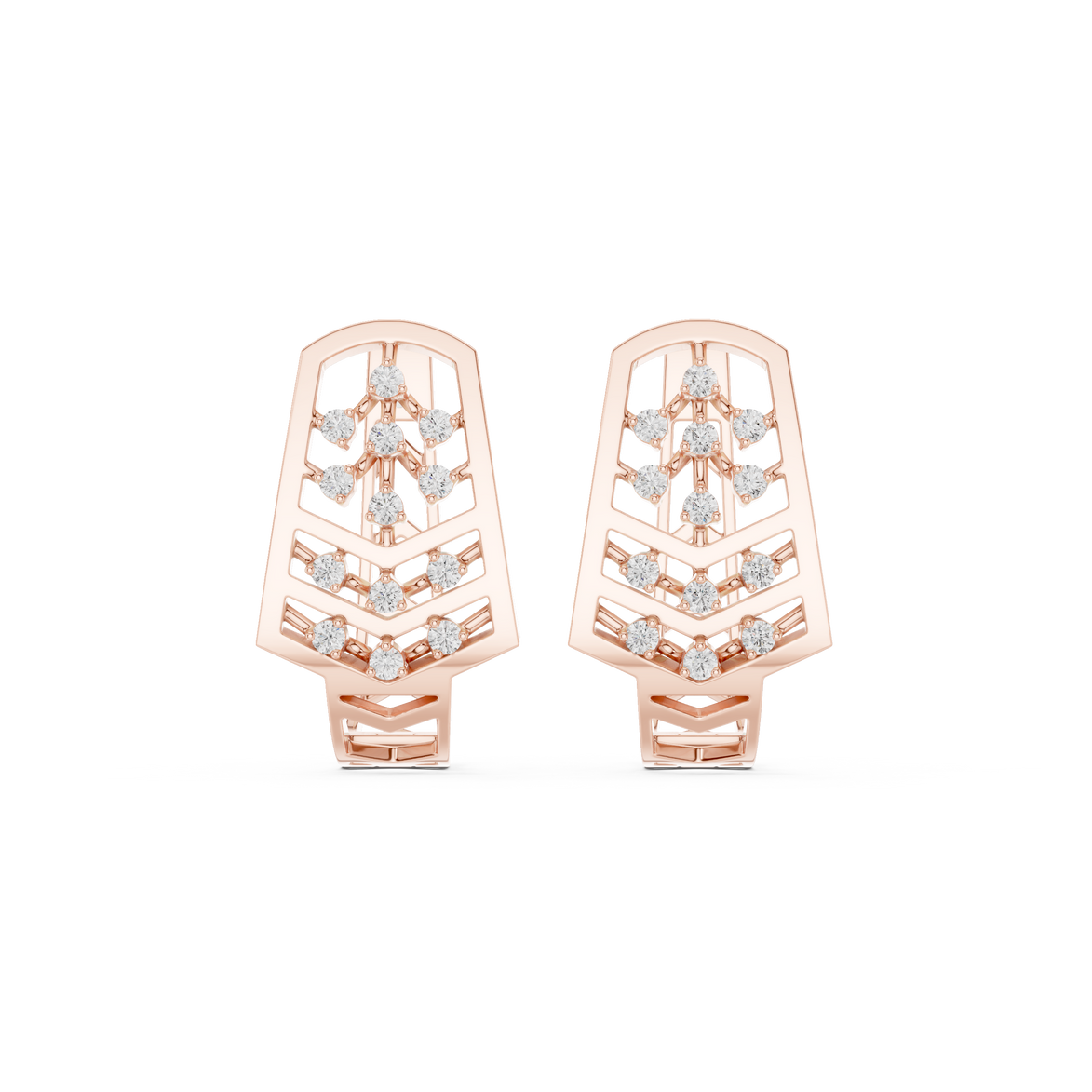 Diamond geometric floral earrings in gold by Signora Jewels