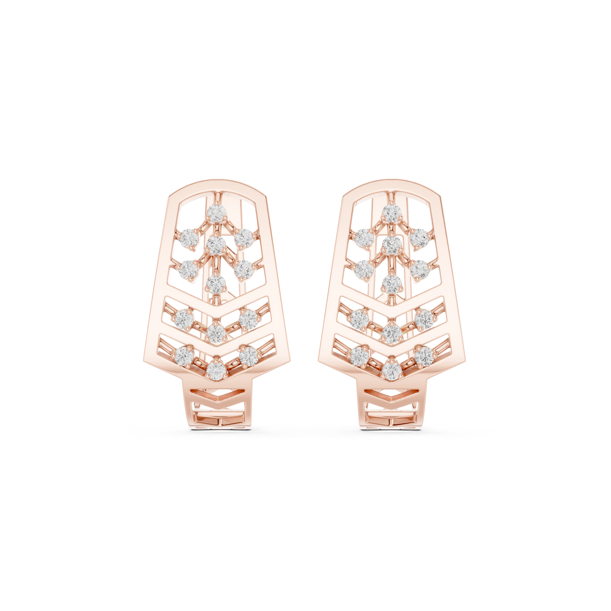 Diamond geometric floral earrings in gold by Signora Jewels