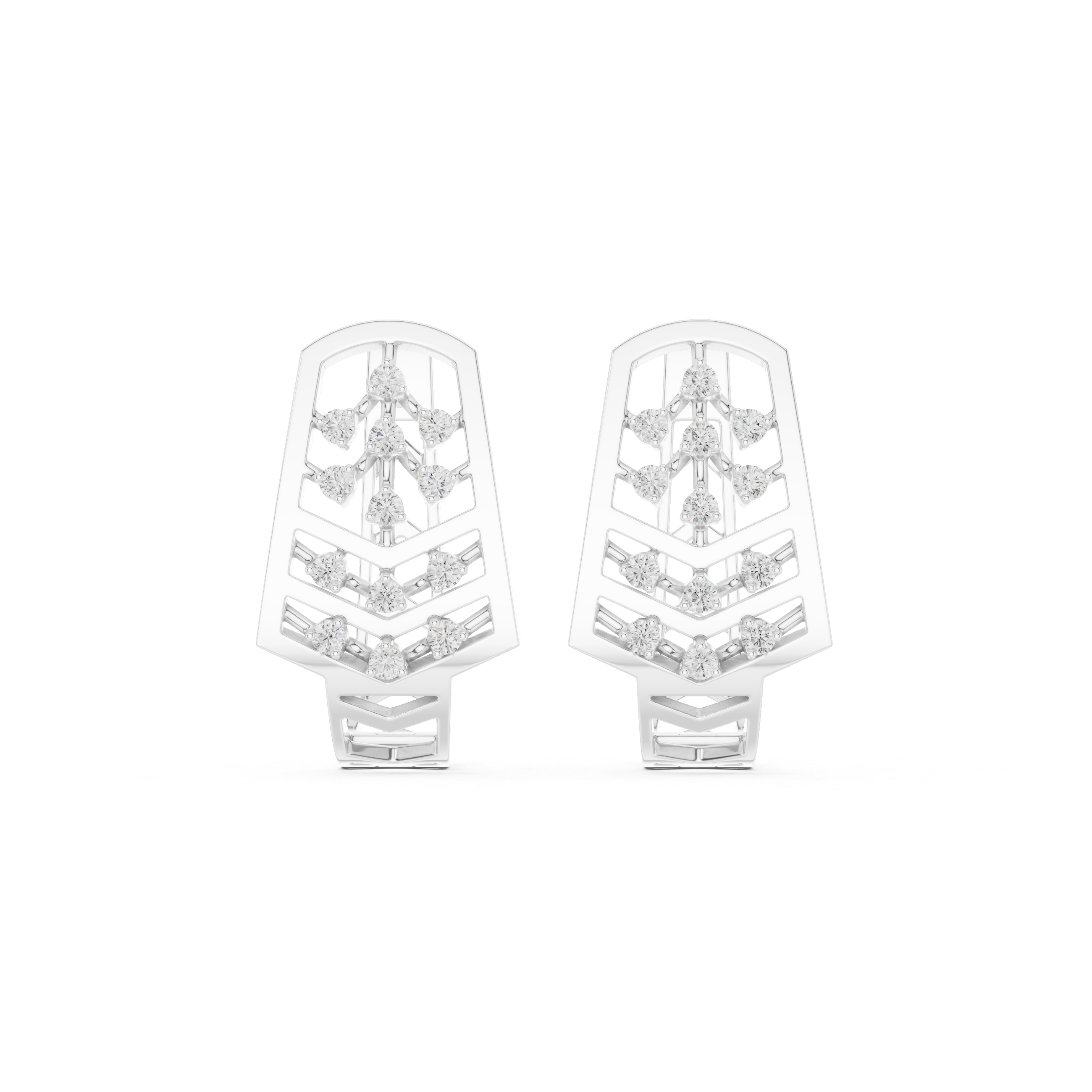 Diamond geometric floral earrings in gold by Signora Jewels