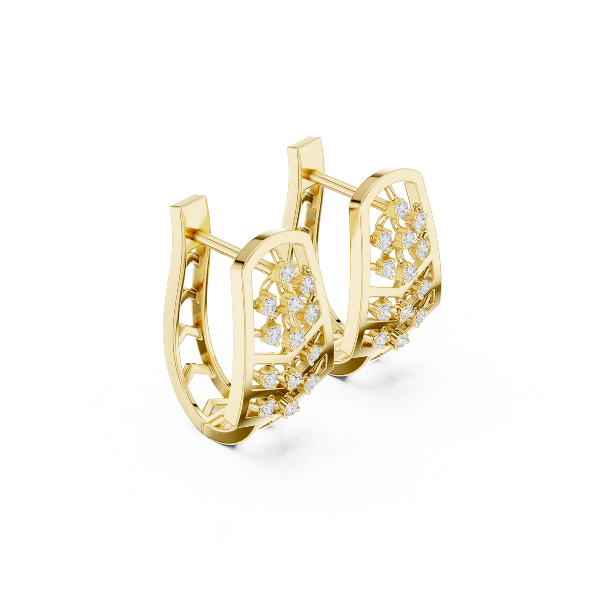 Diamond geometric floral earrings in gold by Signora Jewels