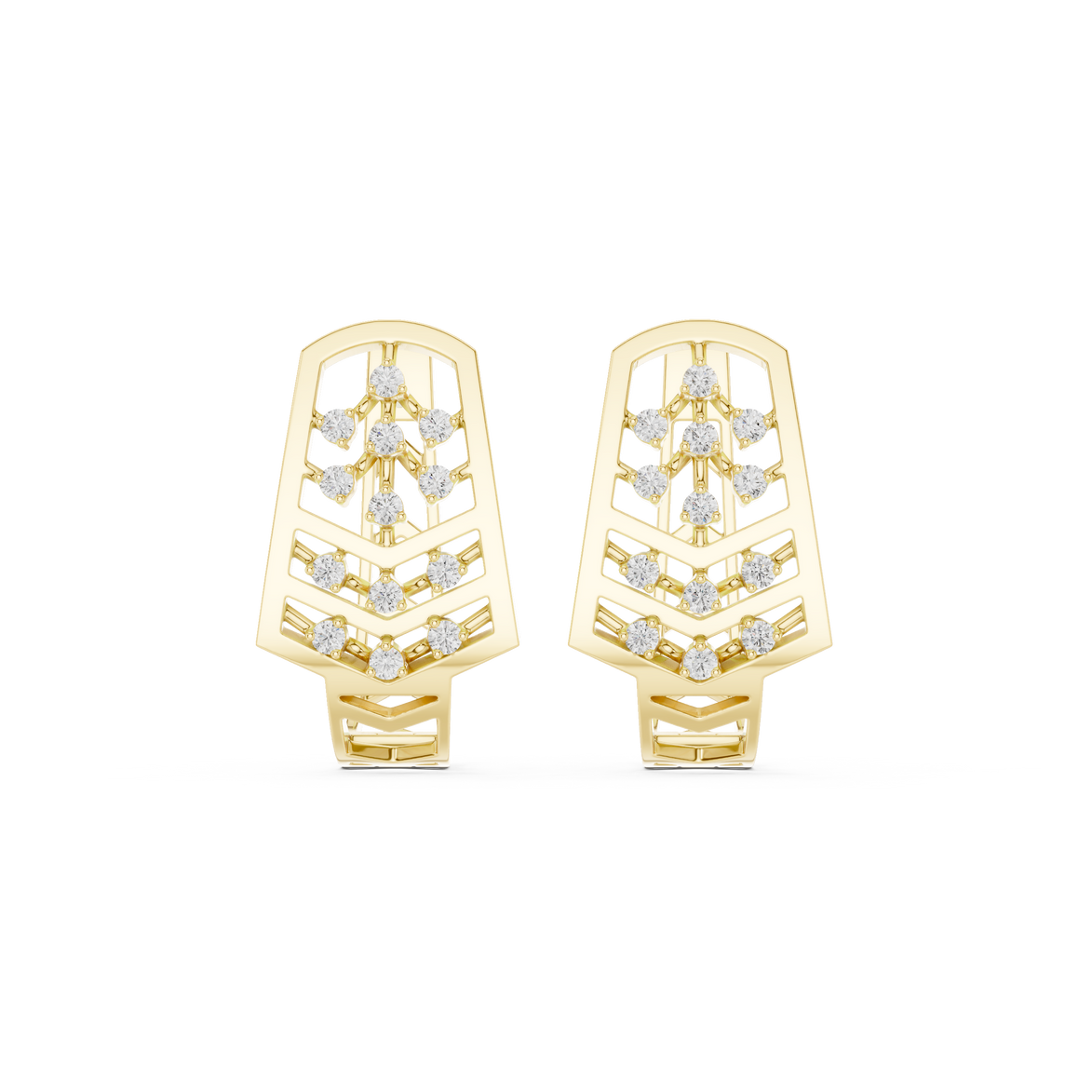 Diamond geometric floral earrings in gold by Signora Jewels