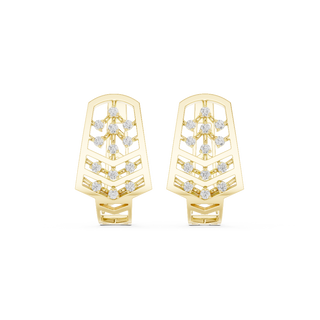 Front face of the yellow gold Chevron Grace hoop earrings