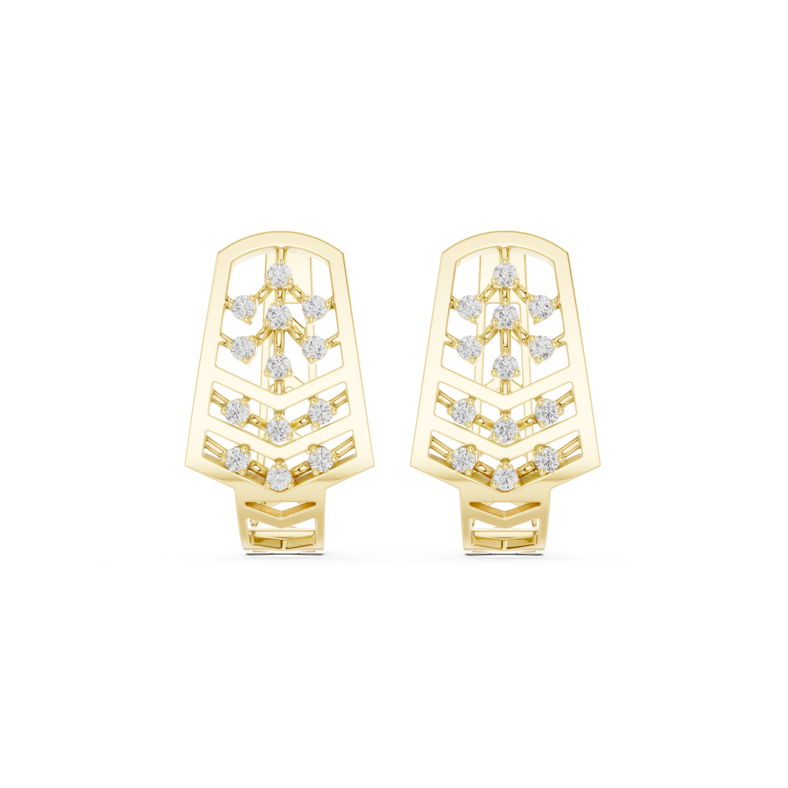 Diamond geometric floral earrings in gold by Signora Jewels