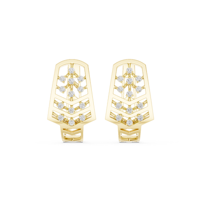 Front face of the yellow gold Chevron Grace hoop earrings