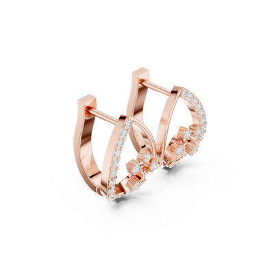 Side profile of the rose gold dewdrop diamond hoops