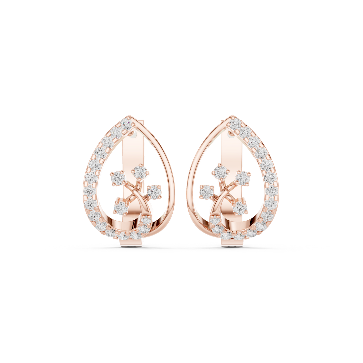 Diamond teardrop floral earrings in gold by Signora Jewels