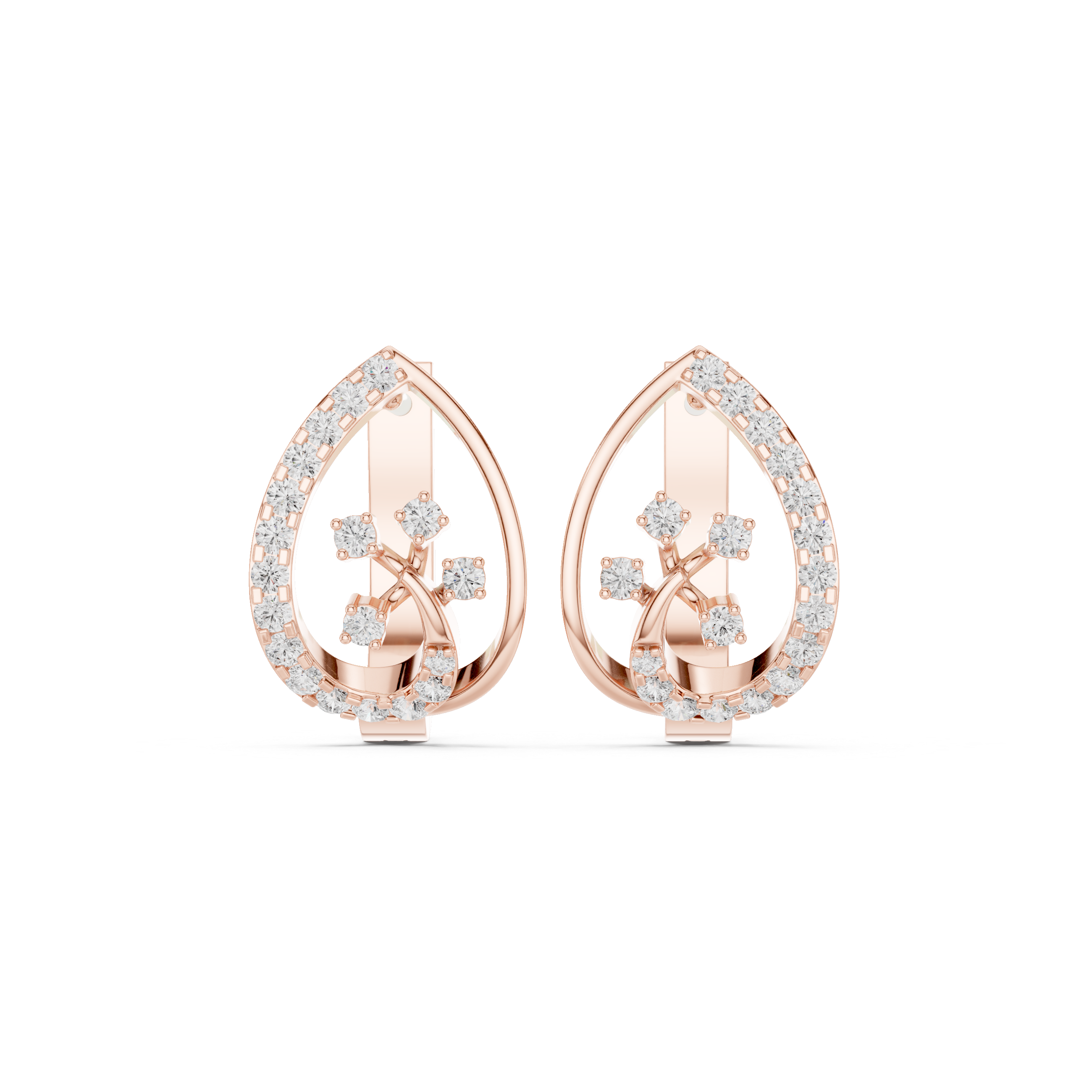 Diamond teardrop floral earrings in gold by Signora Jewels