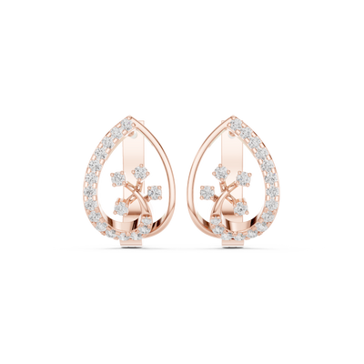 Diamond teardrop floral earrings in gold by Signora Jewels
