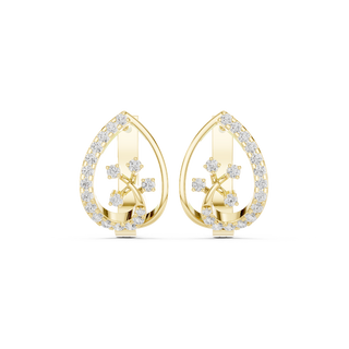 Front face of the yellow gold Blooming Dewdrop hoop earrings