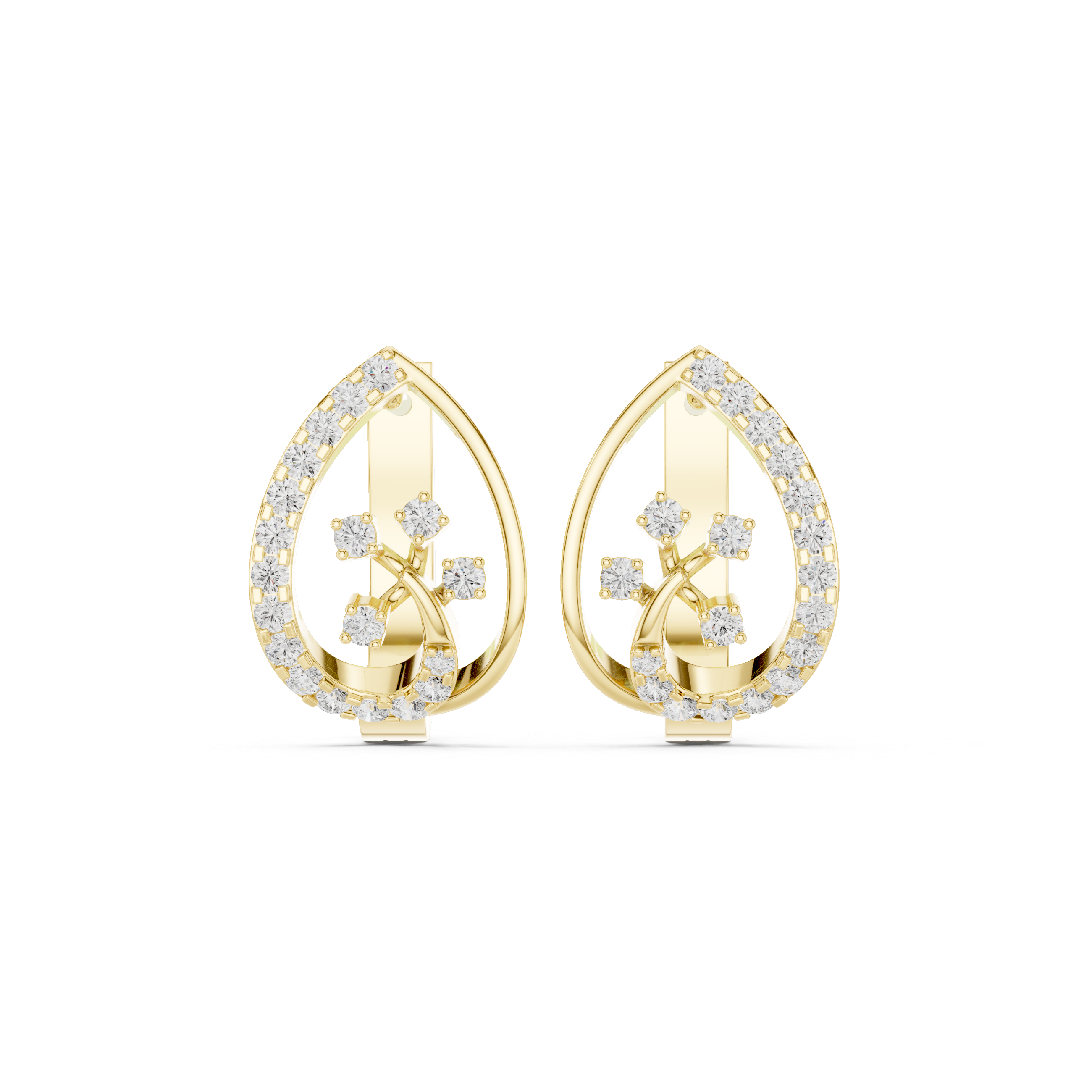 Diamond teardrop floral earrings in gold by Signora Jewels