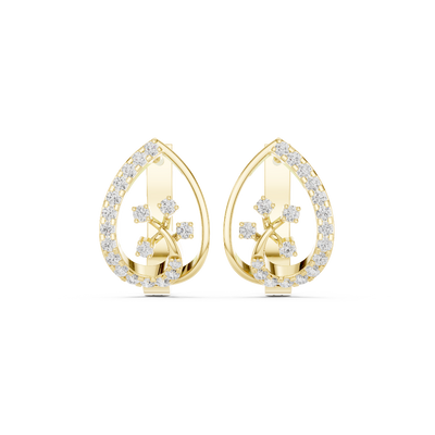 Front face of the yellow gold Blooming Dewdrop hoop earrings