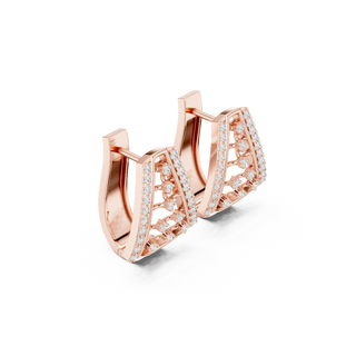 Side profile of the rose gold Radiant Ladder diamond hoops