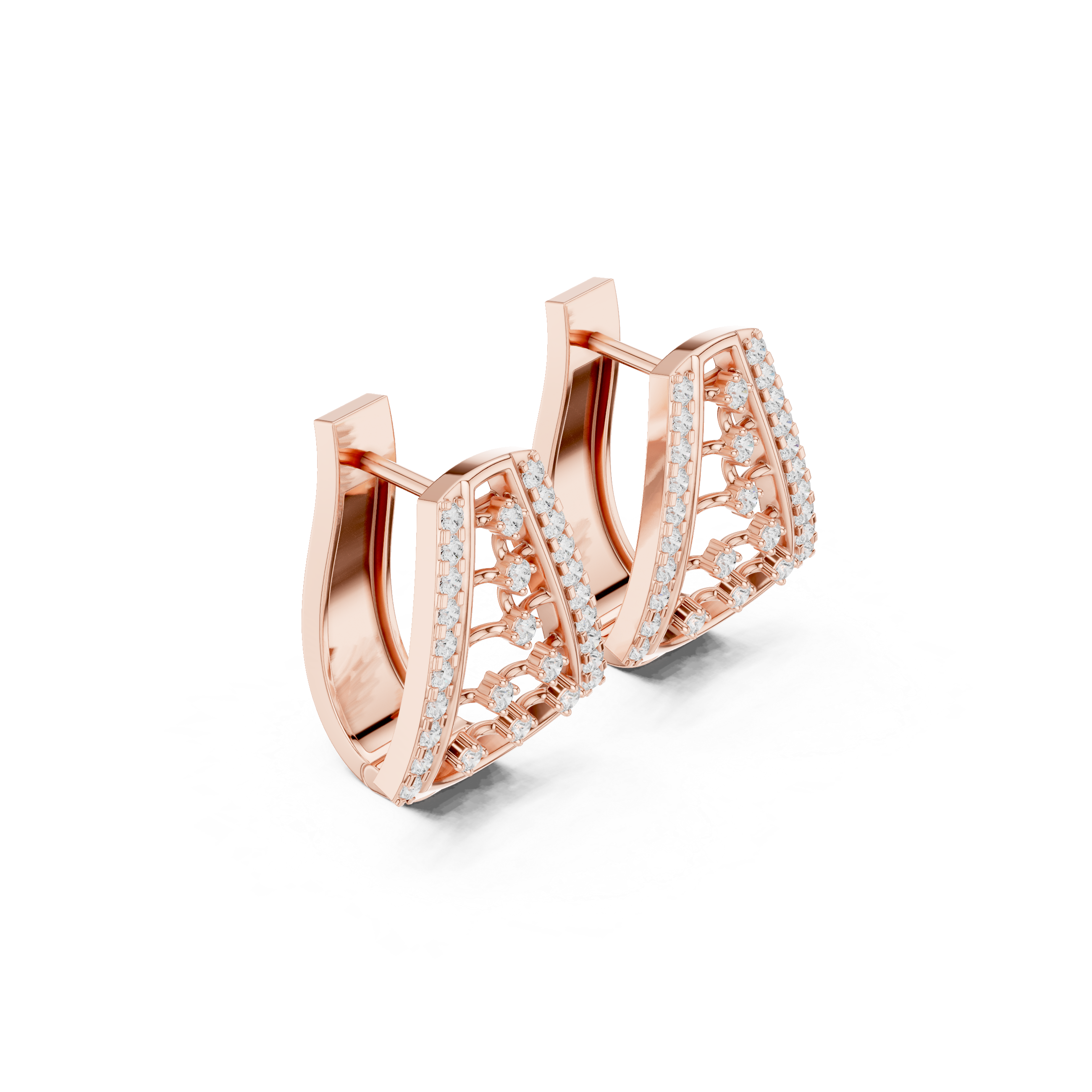 Diamond geometric openwork earrings in gold by Signora Jewels