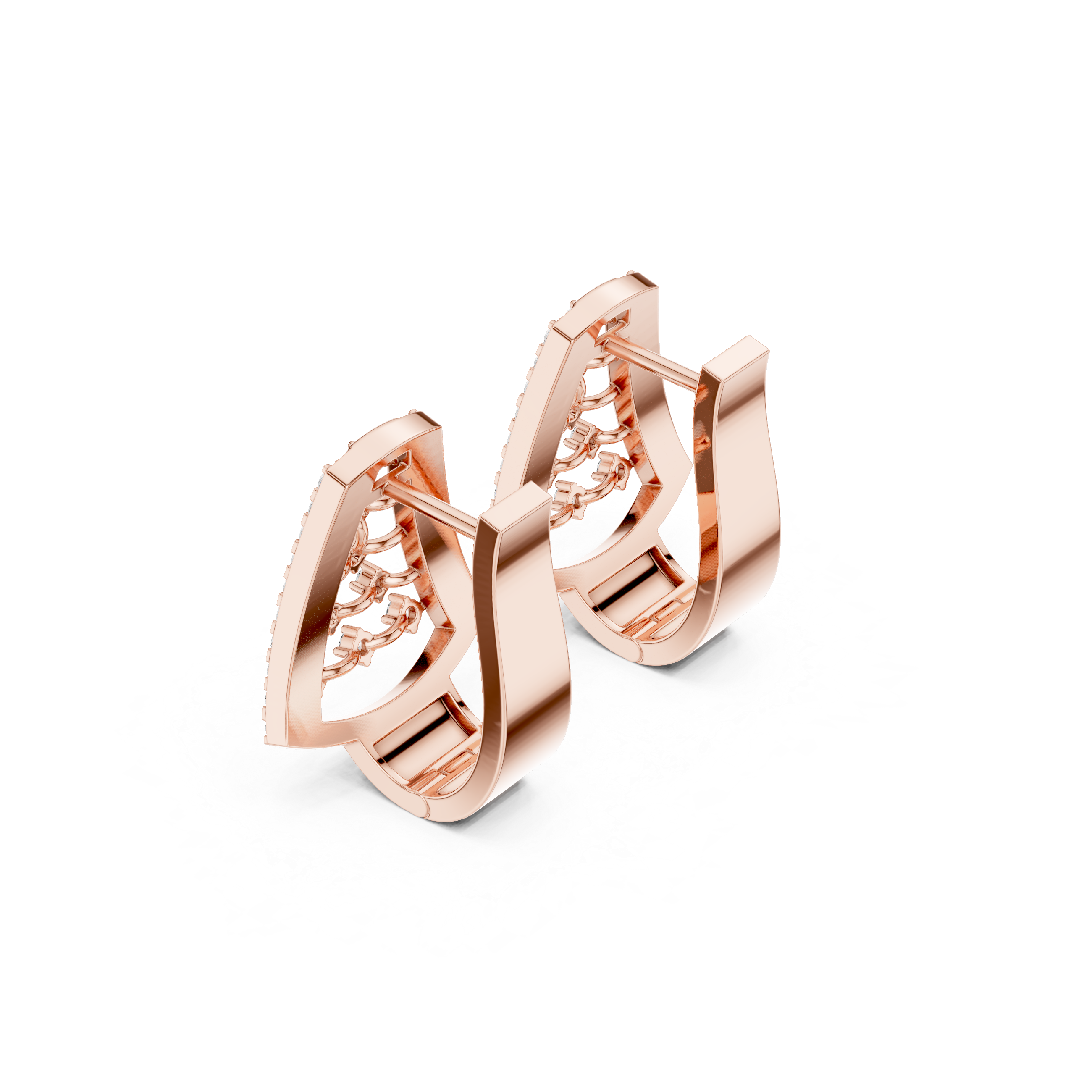 Diamond geometric openwork earrings in gold by Signora Jewels