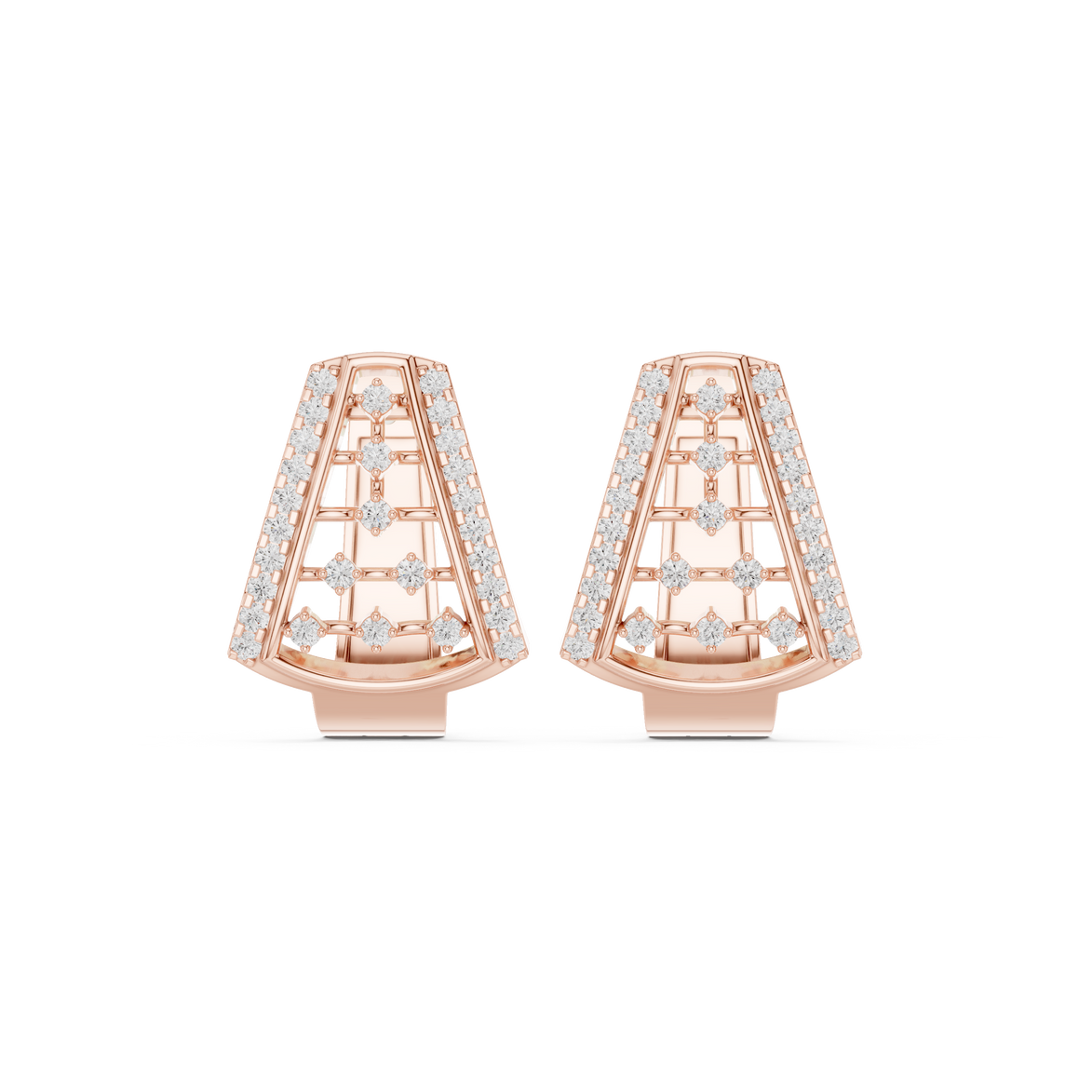 Diamond geometric openwork earrings in gold by Signora Jewels