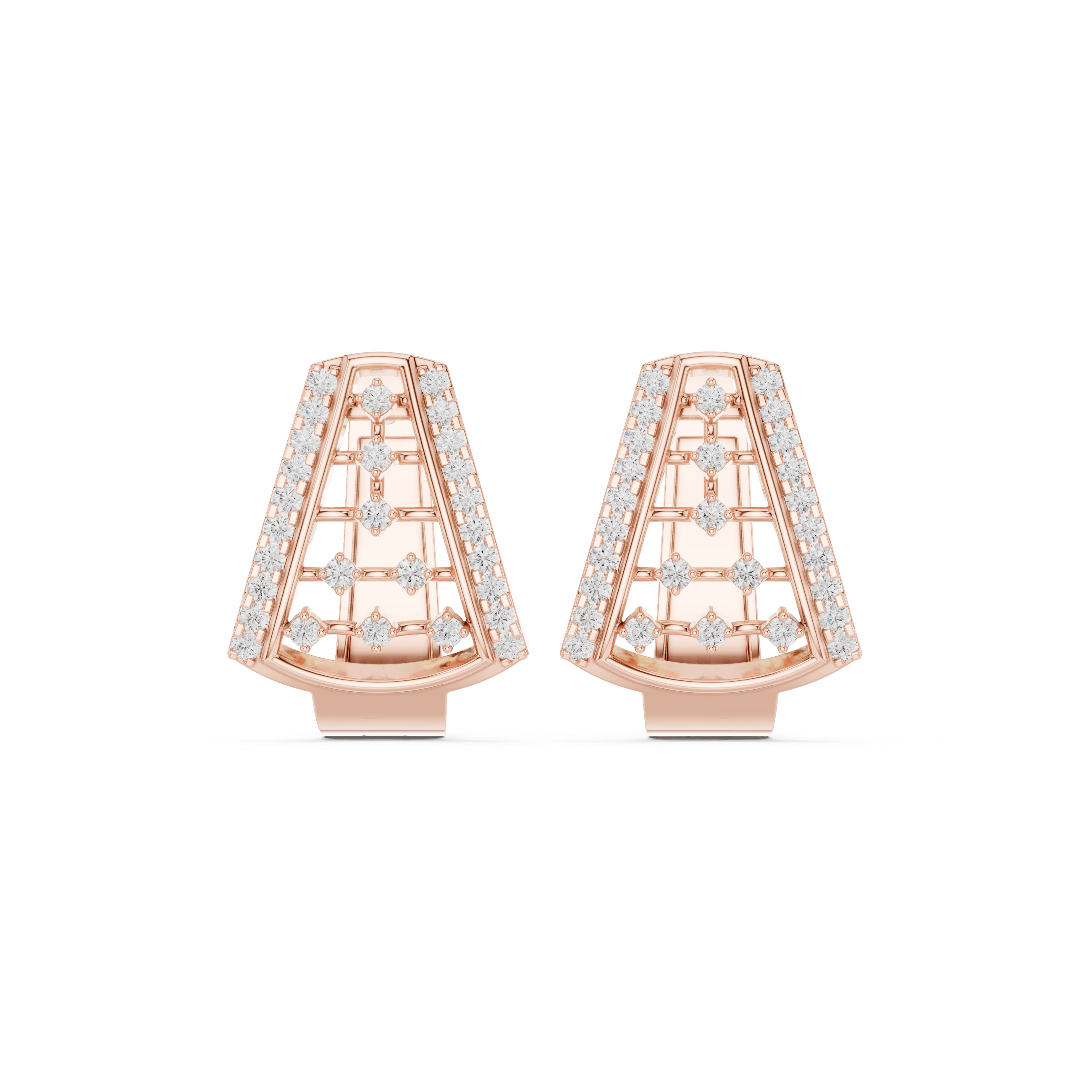 Diamond geometric openwork earrings in gold by Signora Jewels