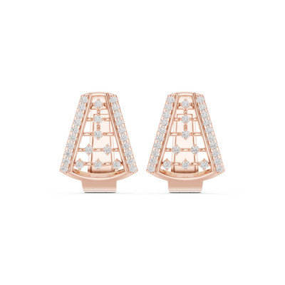 Diamond geometric openwork earrings in gold by Signora Jewels