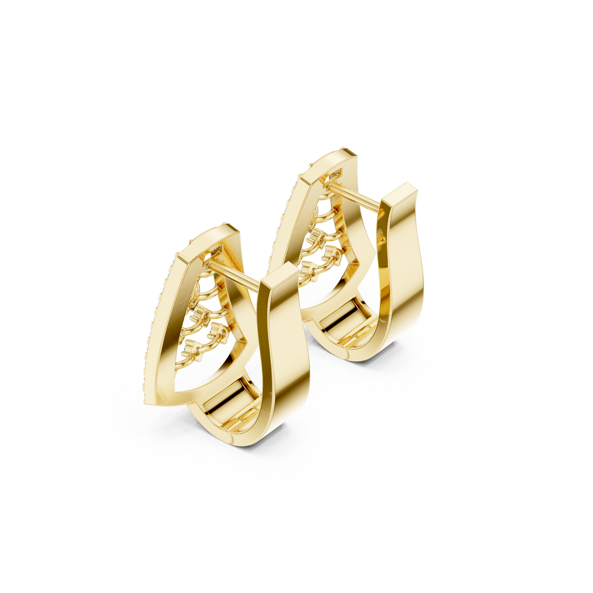 Diamond geometric openwork earrings in gold by Signora Jewels