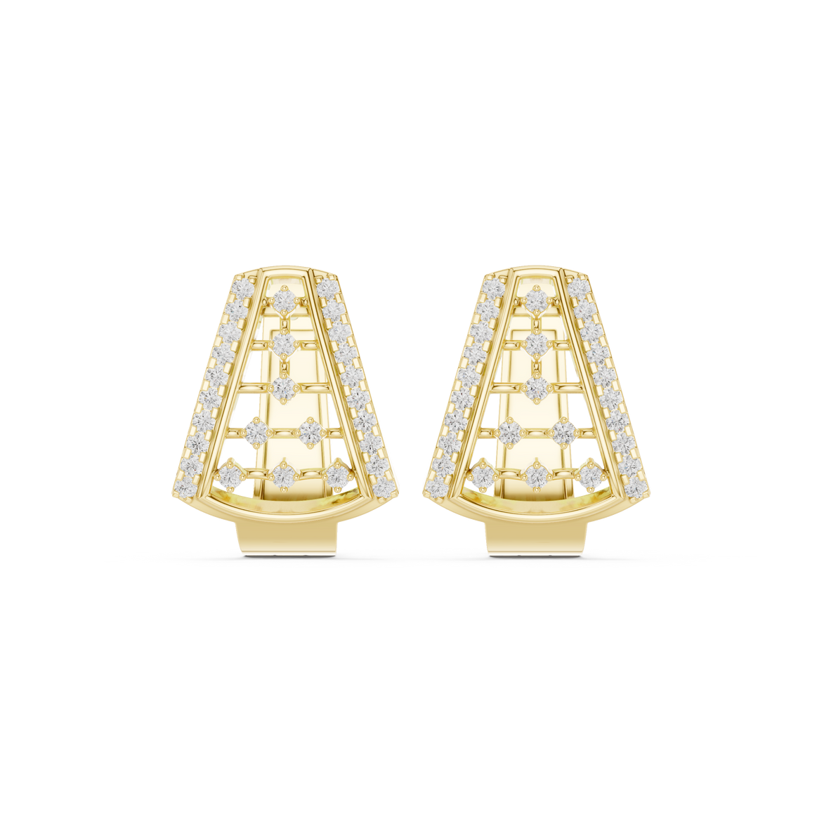 Diamond geometric openwork earrings in gold by Signora Jewels