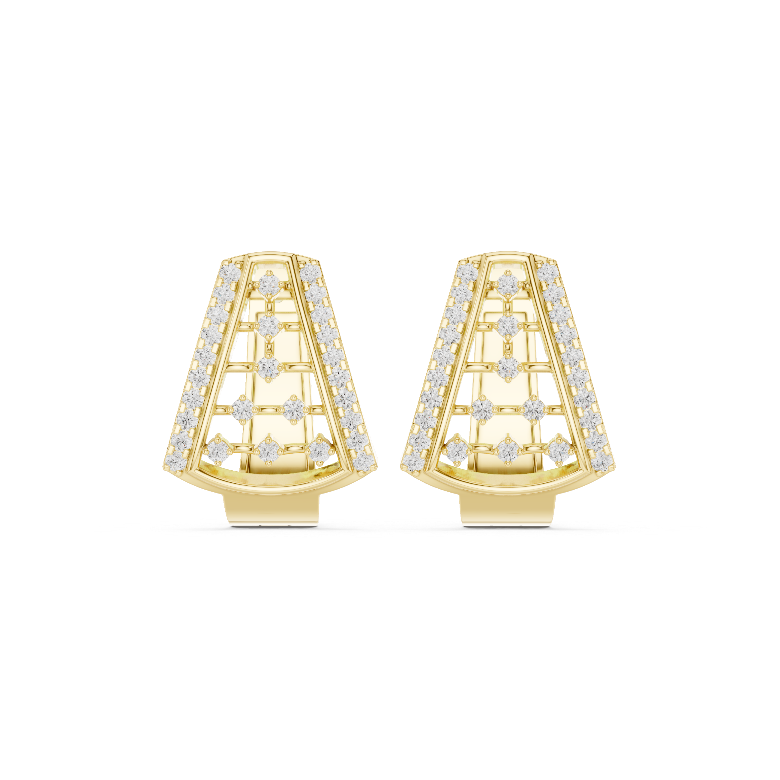 Diamond geometric openwork earrings in gold by Signora Jewels