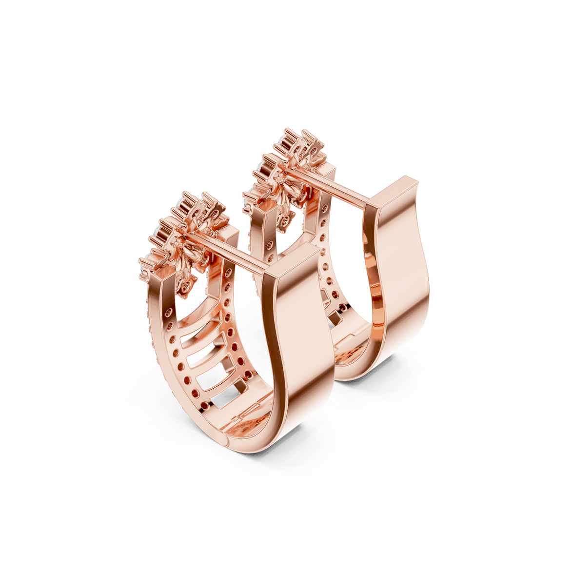 Diamond floral geometric earrings in gold by Signora Jewels