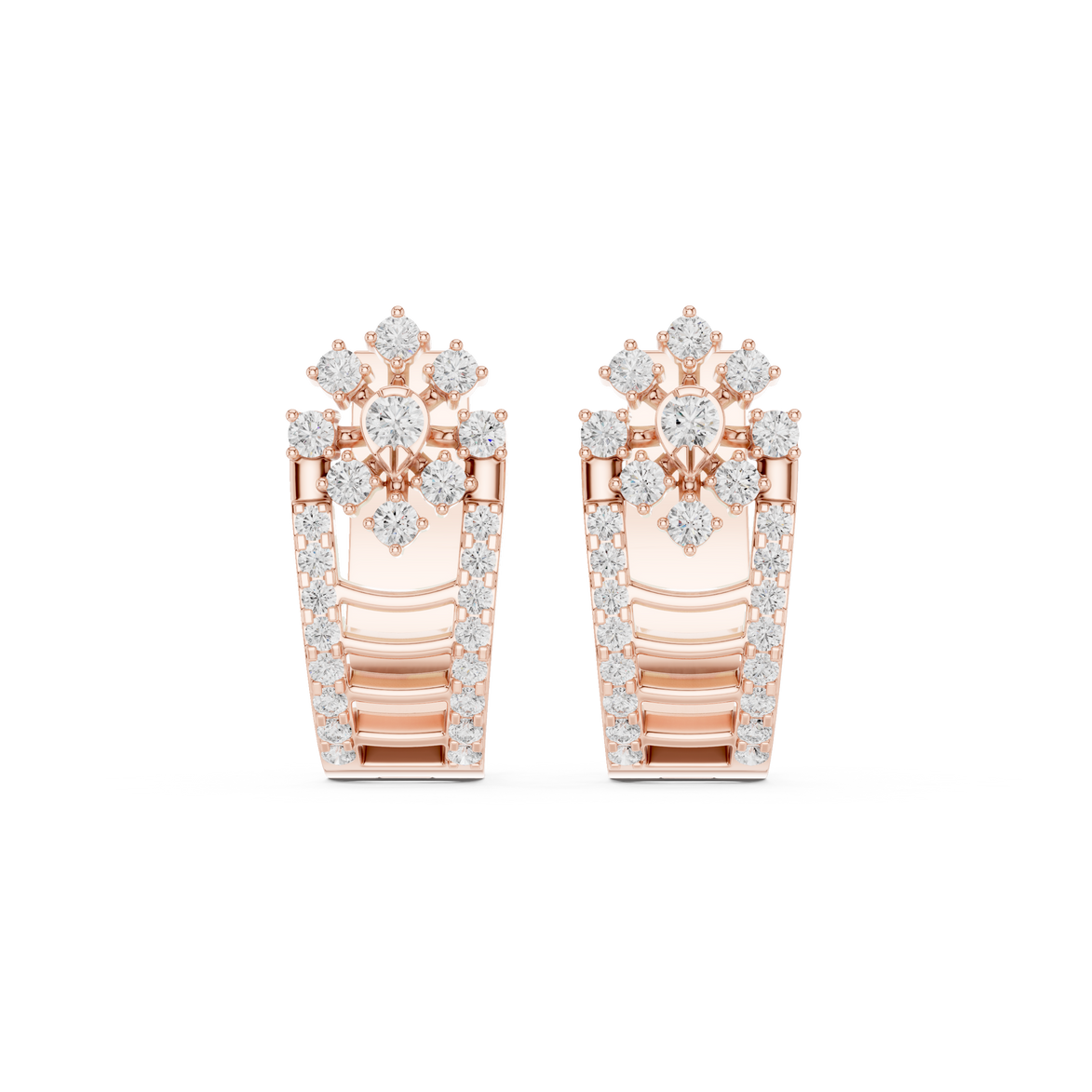 Diamond floral geometric earrings in gold by Signora Jewels