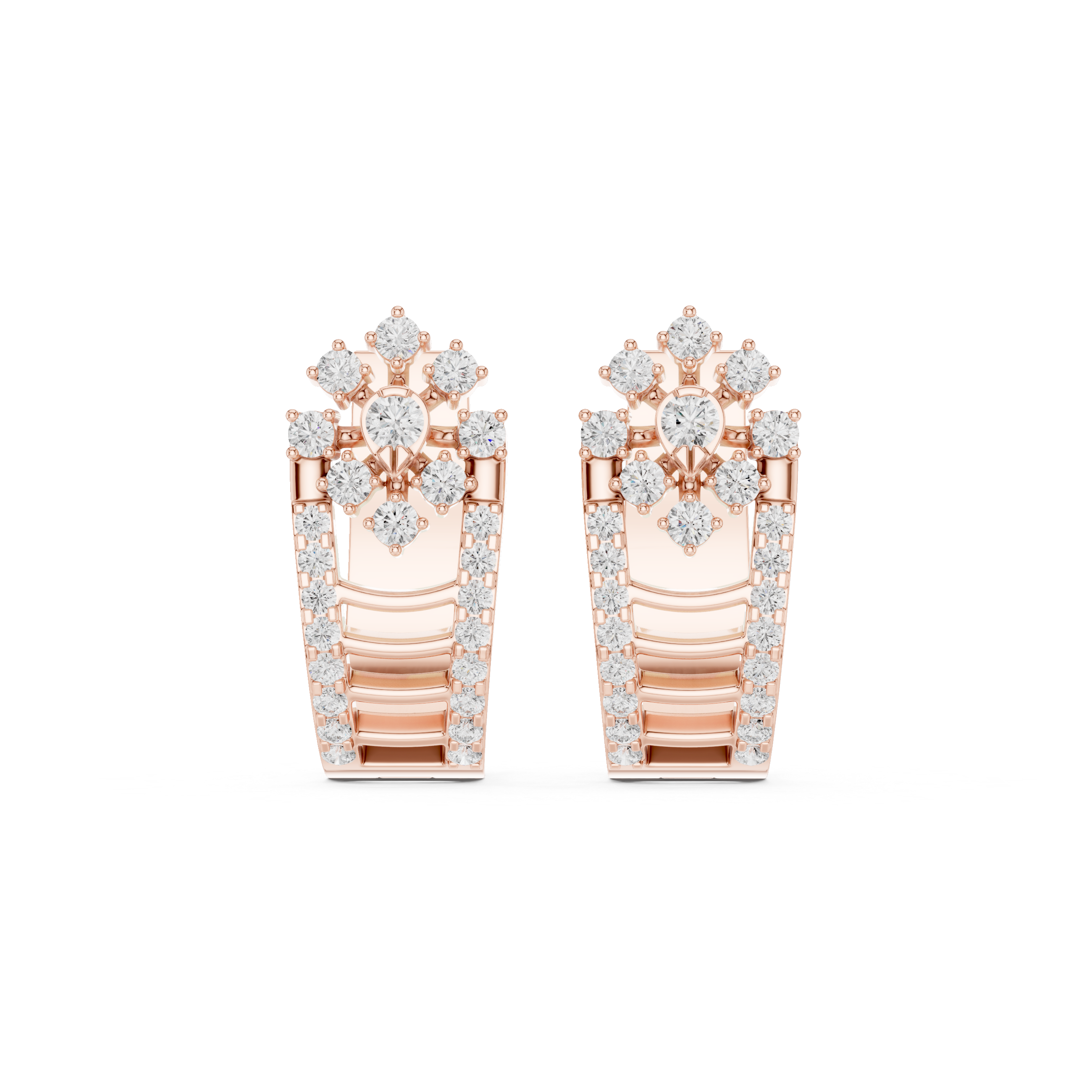 Diamond floral geometric earrings in gold by Signora Jewels